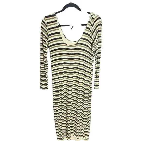 Anthropologie Dolan Left Coast Midi Priva Dress Sz M Striped Scoop Neck Stretch - Picture 3 of 9
